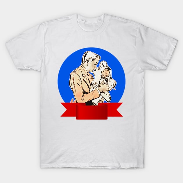 man and woman kissing T-Shirt by Marccelus